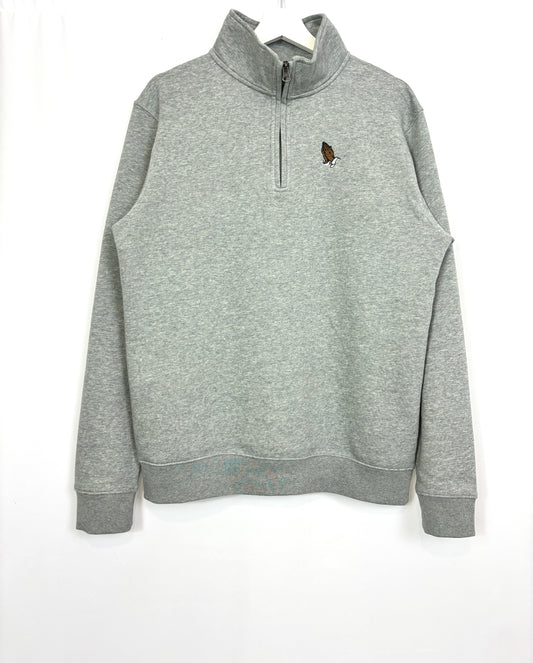 light grey quarter zip sweatshirt