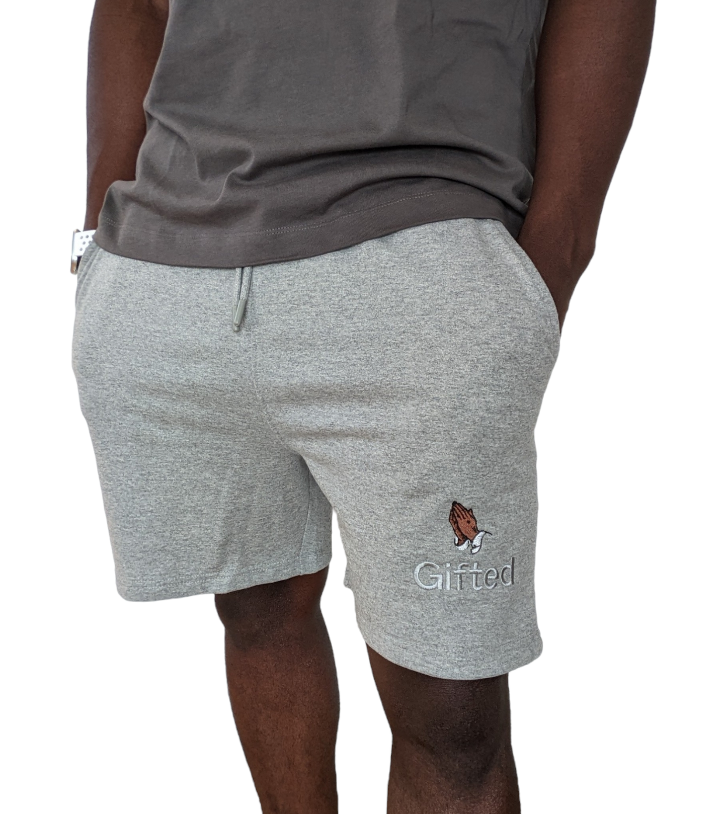 grey shorts